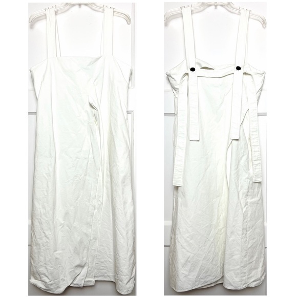 3.1 PHILLIP LIM Draped Square Neck Structured Cotton Sleeveless Midi Dress 10 - Picture 9 of 14